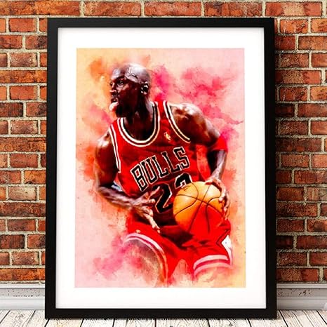 Amazon Co Jp マイケルジョーダンポスターバスケットボール壁アートキャンバス絵画絵水彩手作り抽象モダンプリントリビングルーム壁の装飾 50x70cm フレームなし ホーム キッチン
