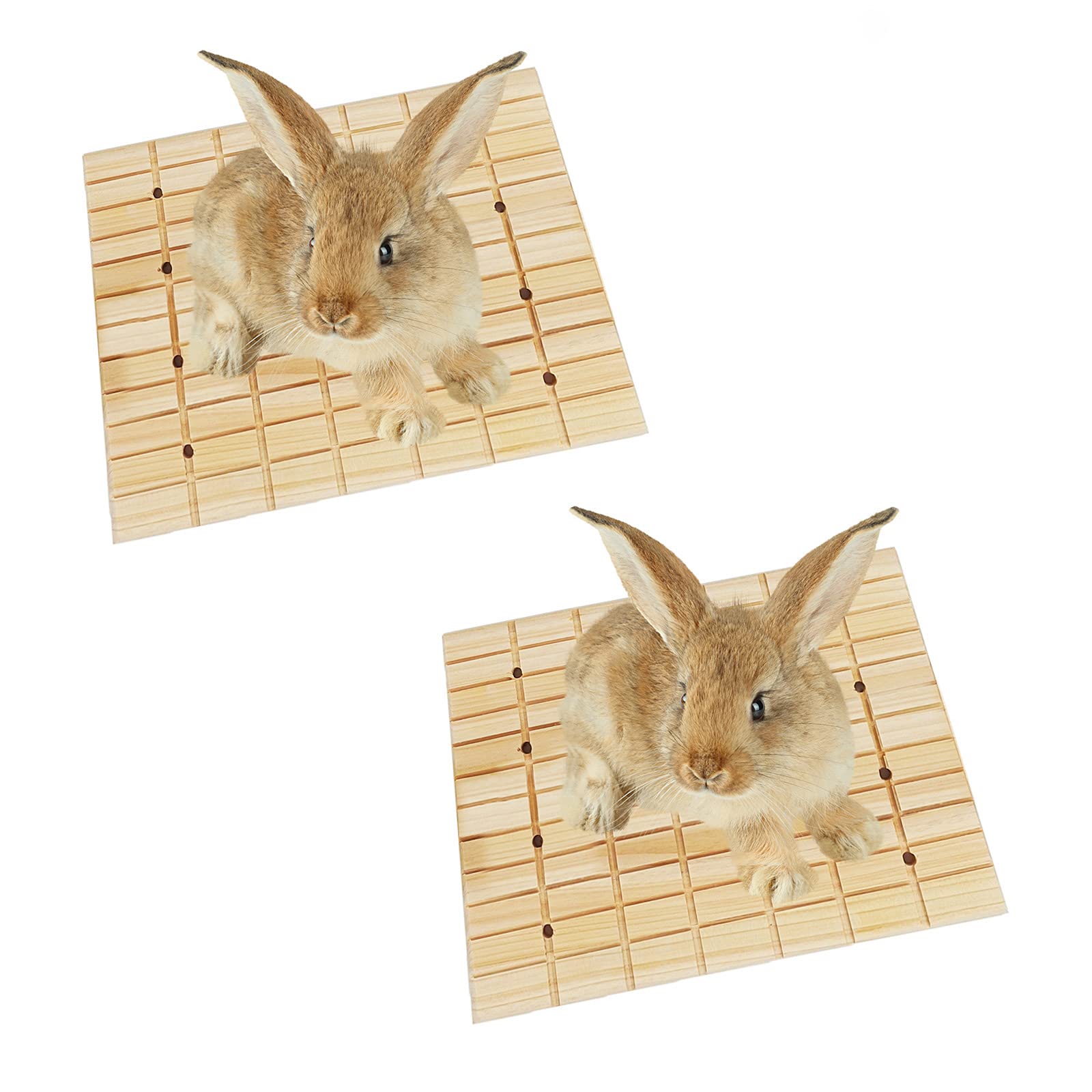 2 Pack Rabbit Wooden Scratch Board, Bunny Foot Pad, Teeth Grinding Toys for Small Animal, Claws Scratching Pad Toy and cage Accessories for Hamster Chinchilla Guinea Pigs - 27 ×20 cm