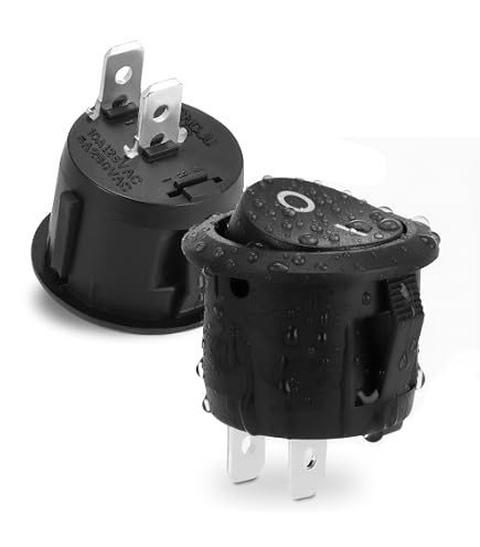 NTE Electronics Waterproof Rocker Switch With Red LED - SPST ON-OFF 16A 125V Quick Connect