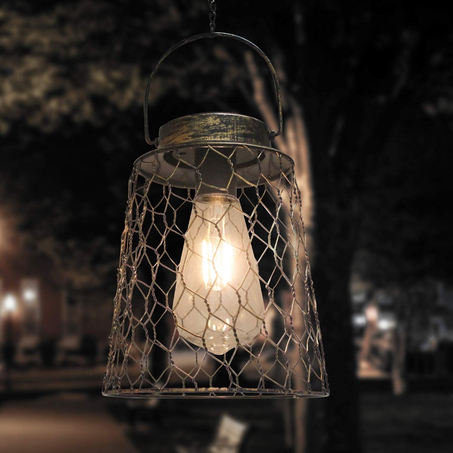 Solar Lantern Outdoor Hanging Waterproof Vintage Metal