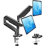 MOUNTUP Dual Monitor Stand, Fully Adjustable Gas Spring Dual Monitor Mount, Monitor Desk Mount with C Clamp, Grommet Mounting