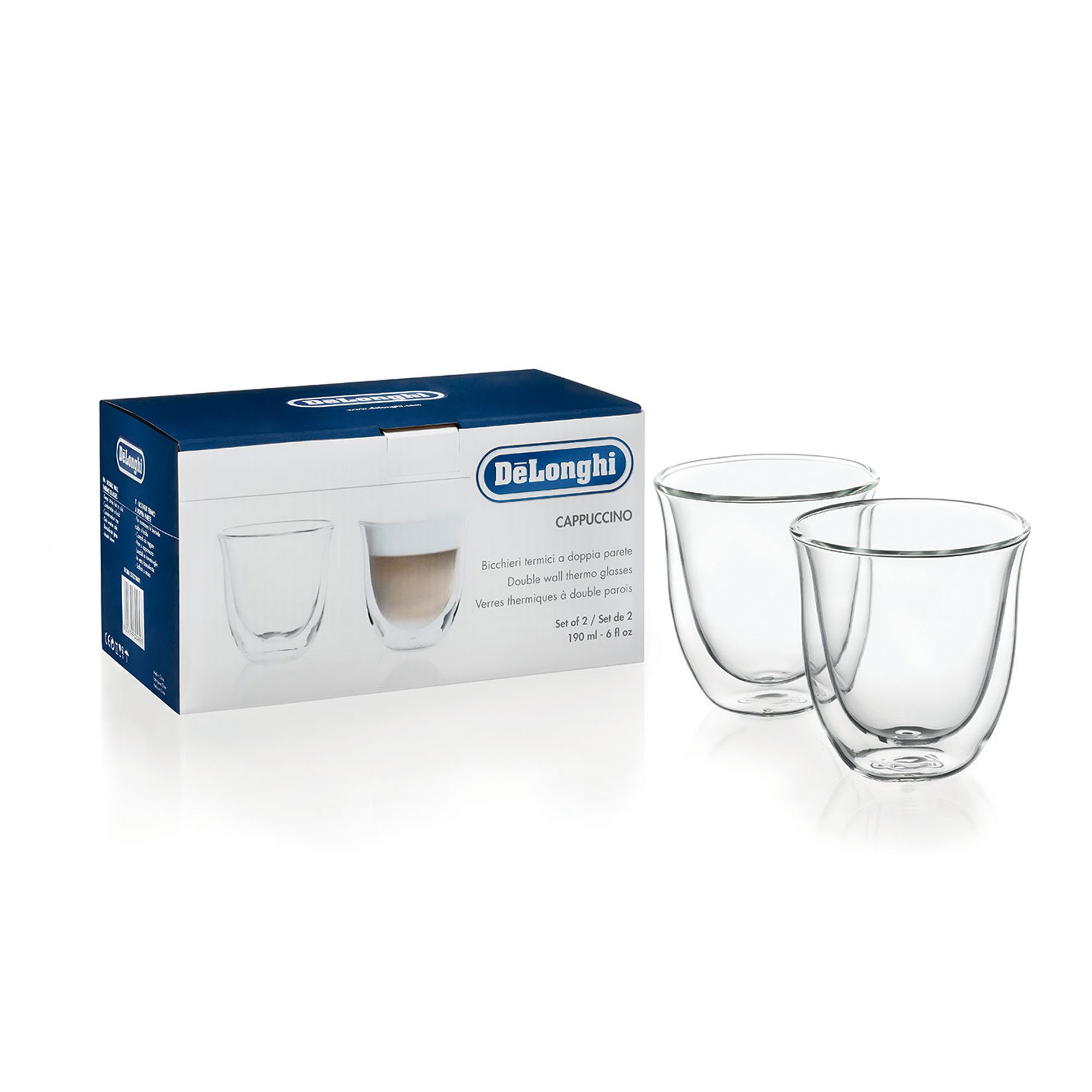 DeLonghi Double Walled Thermo Cappuccino Glasses, 6 fl oz, Set of 2 eBay
