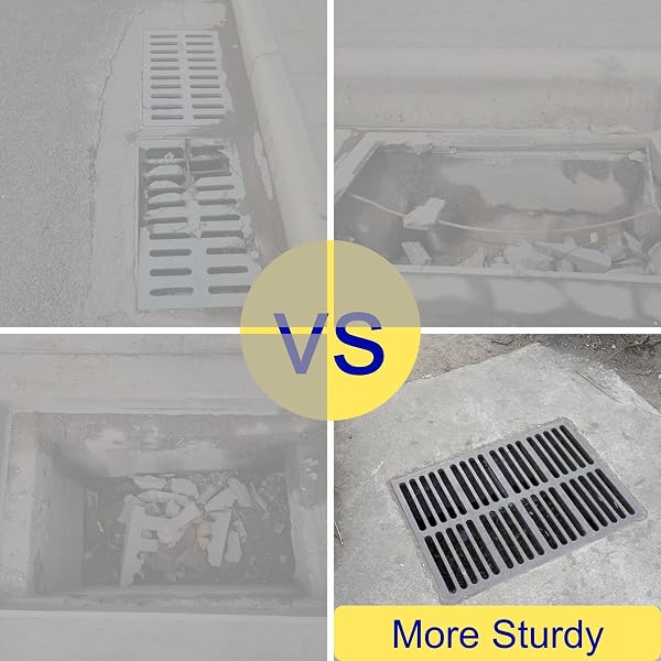 MOSINSBO CAST IRON DRAIN GRATE 20X16 IN, B-CLASS 28100 LBS HEAVY-DUTY DRIVEWAY CHANNEL COVER, OUTDOOR TRENCH DRAINAGE GRATE, BLACK RECTANGLE METAL SEWER COVER FOR GARAGE (TRUE 19.7X15.7)
