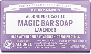 Dr. Bronner's - Pure-Castile Magic Bar Soap (Lavender, 5 ounce) - Made with Organic Oils, For Face, Body and Hair, Gentle and