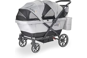 Larktale Caravan Coupe V2, Gray/Black - Compact Stroller/Wagon for Kids & Babies - Seats up to Two with 147 lbs. Total Weight