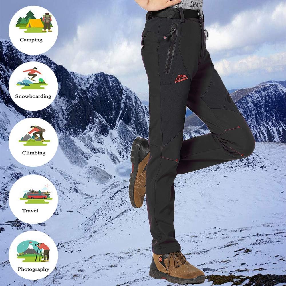 TBMPOY Women's Outdoor Softshell Pants Waterproof Quick Dry Fleece Lined Hiking Cargo Pants: Clothing