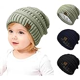 Zando 3 Pack Satin Lined Baby Girl Boys Toddler Winter Hat Infant Beanie Warm Soft Cable Knit Hat Silk Lined Outdoors