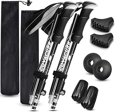 COVACURE Walking Poles 2 Pack Lightweight Collapsible 7075 Aluminum Foam Grip