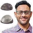 Lordhair System for Men With Human Hair - 8x10 inch Hairpiece, 0.06mm Super Thin Skin, All V-looped Toupee, Off Black 2#+40% Grey