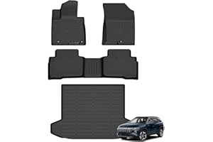 AZYT Floor Mats & Cargo Liner for Hyundai Tucson Hybrid 2026-2022 (Not for PHEV) All Weather Automotive TPE Liners Set Anti-Slip Waterproof Floor Liners Accessories (Car Mats+Trunk Mat) Black