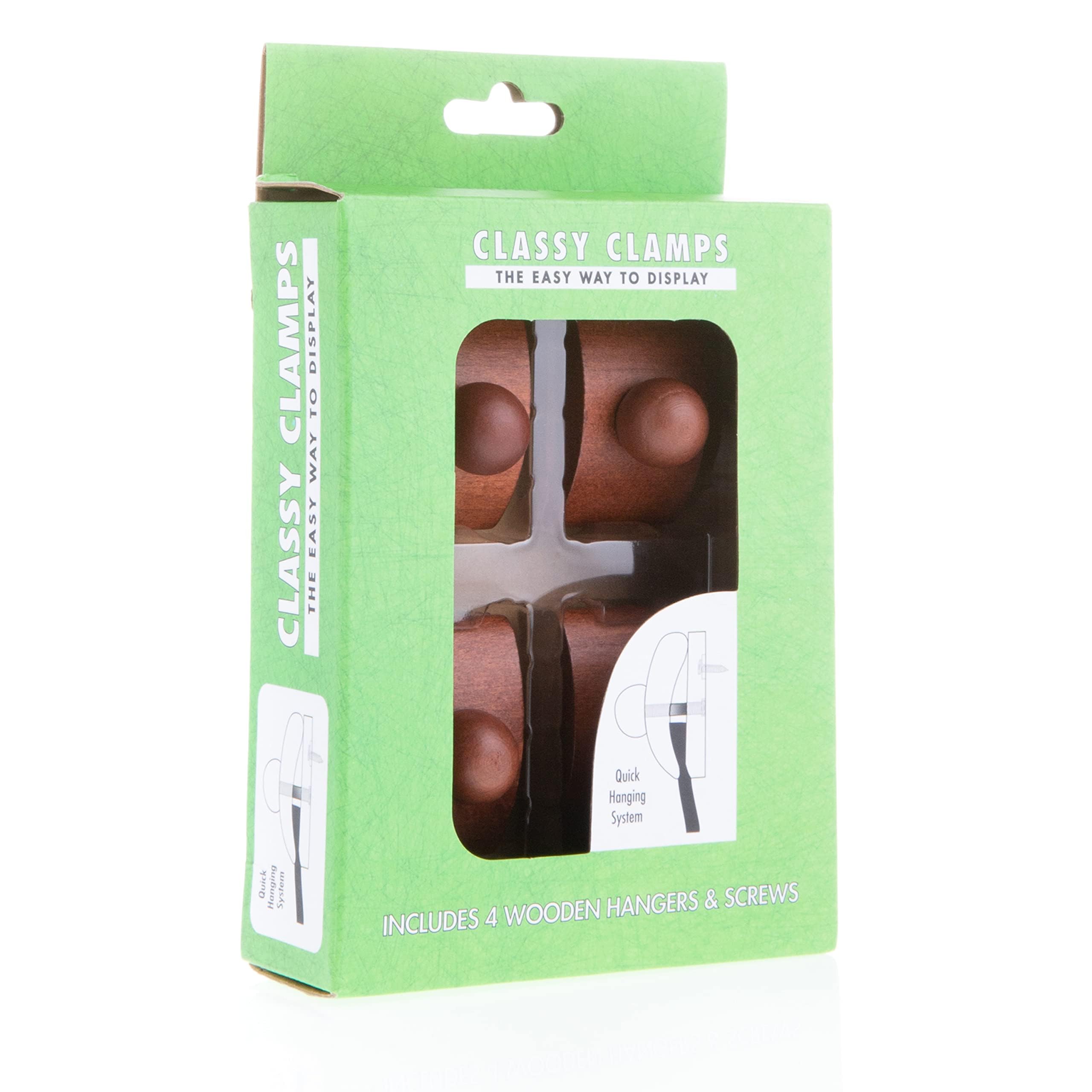 Precision Quilting Tools Classy Clamps Wooden Quilt Wall Hangers - 4 Small Hanger Clips (Black) and Screws for Wall Hangings - Tapestry Hangers for Hanging - Quilt Clips