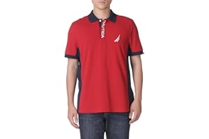 Nautica Men's Short Sleeve Color Block Performance Pique Polo Shirt
