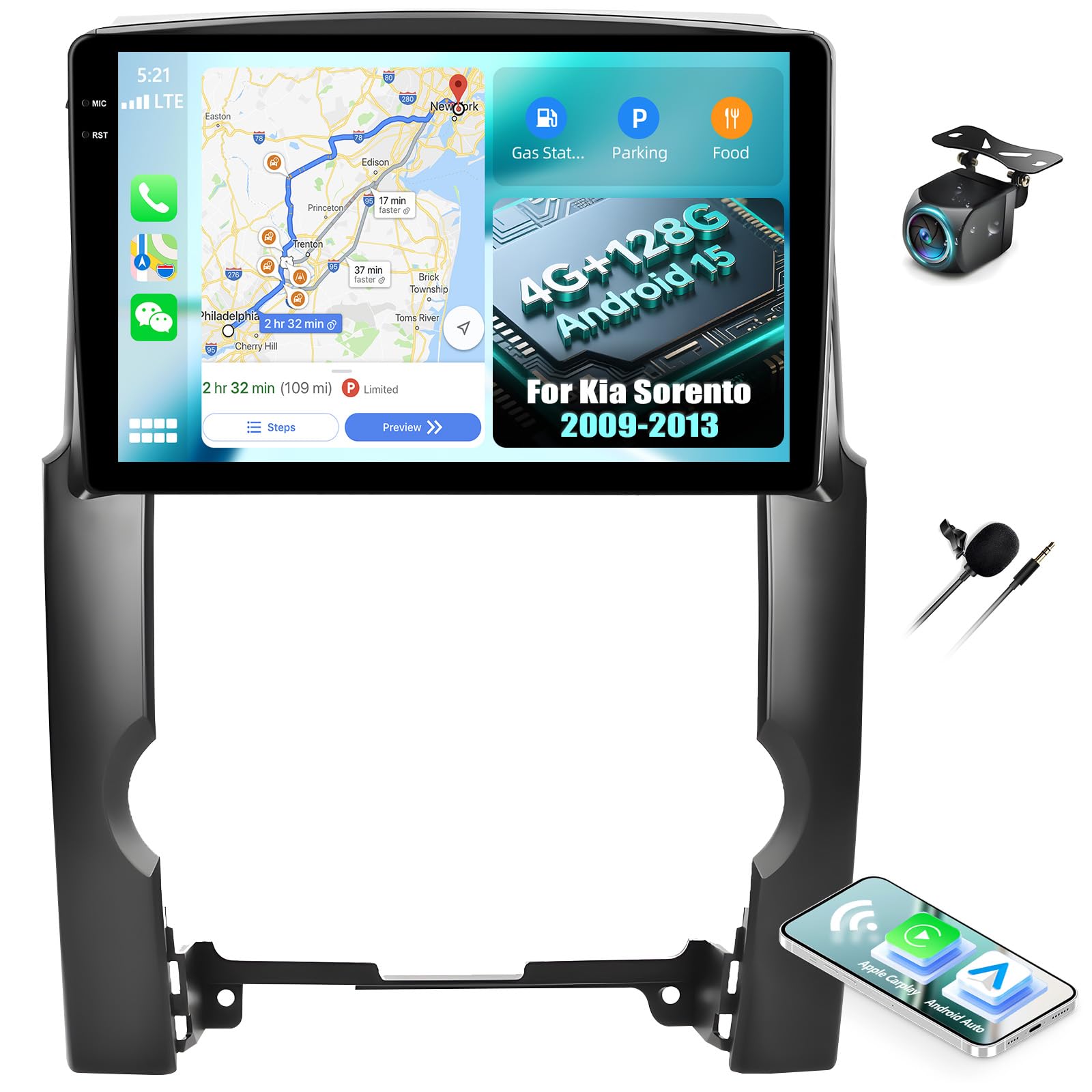 Photo 1 of [4G+128G] Car Radio for Kia Sorento 2009-2013 with Wireless CarPlay Android Auto,10.1" Touchscreen Android 15 Kia Sorento Car Stereo with Mirror Link WiFi GPS,Bluetooth,FM/RDS SWC EQ+Backup Camera