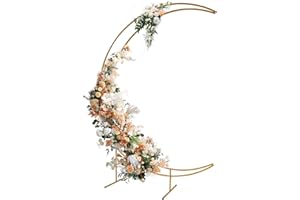 Stonehomy 7.6FT High Gold Metal Moon Wedding Arch Stand, Curved Flower Balloon Frame for Wedding Birthday Party Anniversary Decor, 60IN W x7.6FT H