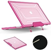 SEYMAC stock Case for MacBook Air 15 inch, Shock-Absorbing Protection with Folding Stand &Mouse Pad Case for MacBook Air 15 inch, Pink