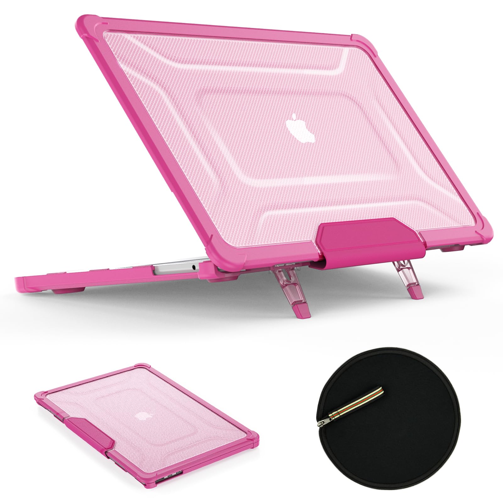 Photo 1 of SEYMAC stock Case for MacBook Pro 14 inch, Shock-Absorbing Protection with Folding Stand &Mouse Pad/Bag Case for MacBook Pro 14'' A3112 A3185 A3401 A2918 A2992 2779 2442 m4-m1 2024-2021 (Pink)