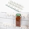 Crazy Chef Spice Clip Strips For Cabinet Doors - Organizer for Spices - Spice Rack Holds15 Spice Jars - 3M Adhesive Gripper Clip Strips In White For Pantry 15 Ct