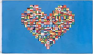 FLAGBURG Stop Asian Hate Flag Banner 3x5 FT, Peace Love Flag International Global Country Banner with Vivid Color (One Side), Double Stitched, Canvas Header,Brass Grommets for Peace Love