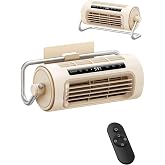 Aecooly Wall Mount Tower Fan, 8000mAh Battery, [20H Max Cooling] | 100 Speeds Remote Control, 1-12H Timer, 360&deg; Adjustable Angle Portable Oscillating Fan for RV, Kitchen, Bathroom-Beige