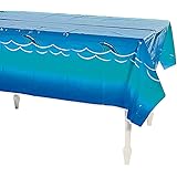 Awesome SHARK Tablecloth/TABLE Cloth/Plastic 54" x 108"/POOL PARTY/Jaws/SHARK WEEK/DISPOSABLE Decor