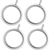 Xyembu Locket Necklace, 4 Packs Stainless Steel 30mm/1.18" Diameter Glass Locket Pendant Charm, DIY Round Locket, Suitable for Women Friendship Memory Necklace