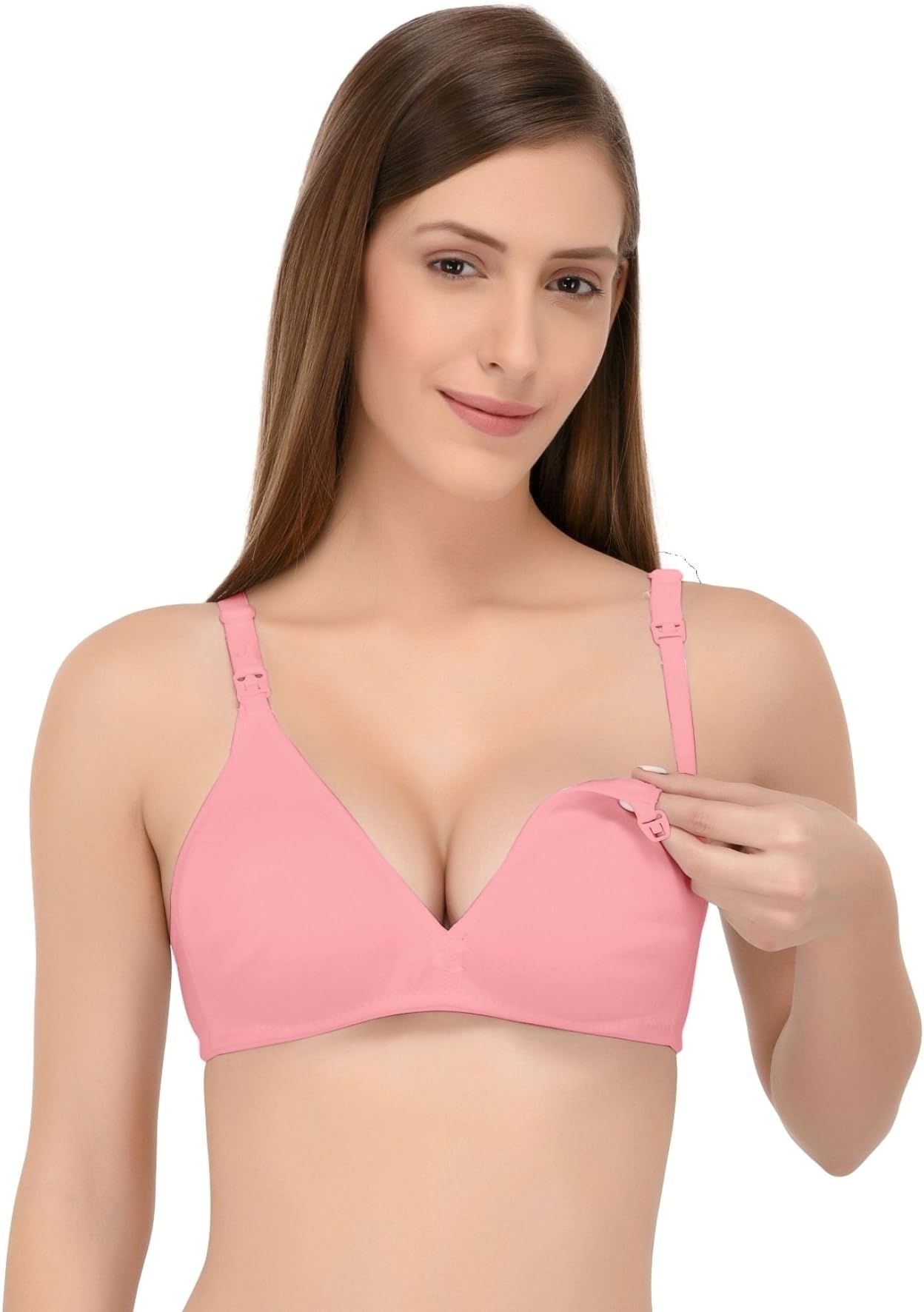 FabmeWomen's Seamless Deepneck Nursing Bra |Material: Hosiery