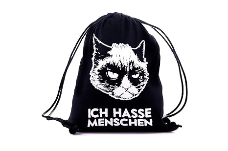 FunFacts Turnbeutel/Sportbeutel Unisex Ich Hasse Menschen aus 100% Baumwolle.