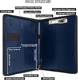 GraduatePro A4 Leather Zipped Portfolio Padfolio with Tablet Pocket Blue view 3
