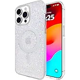 kate spade new york iPhone 15 Pro Max Case, Compatible with MagSafe Phone Cover - Chunky Glitter Iridescent