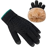 HOPSOOKEN Kids Winter Gloves Boys Girls Children Fleece Knitted Warm Gloves Thermal Snow Mittens for Cold Weather 3-8 Years
