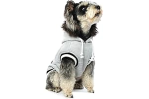 FUAMEY Dog Hoodie, Winter Fleece Sweater, Pet Warm Sweatshirt with Pocket, Soft, Christmas Outfit, Puppy Vest with Leash Hole for Small, Medium, Large Dogs, Grey