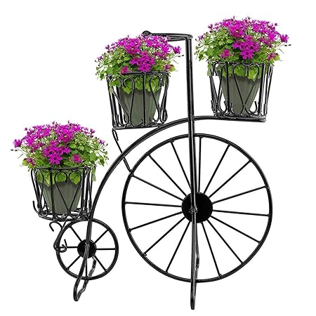 MCI Metal Tricycle Planter Stand, Black, Home Decorative 68x68x21cm, 1 Piece