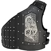 HiiFeuer Viking Embossed Dragon Faux Leather Chest Armor, Medieval Vintage Mercenary Adjustable Vest Armour Knight Body Armor