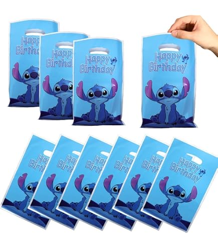 10 Stitch (Lilo & Stitch) Party Goody Bags - Kids Birthday Party Favor Bags, Gift Bags, Multicolored