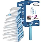 20 Pack Space Saver Vacuum Storage Bags for Clothing Travel, Vacuum Seal Compression Bags for Clothes, Packing, Luggage, Blankets, Comforters and Pillows, Hand Pump Included