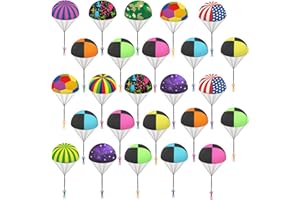 Ynybusi 25 Pack Parachute Toys Easter Basket Stuffers for Toddlers, Tangle Free Parachute Toy with Small Figures, Outdoor Flying Toys Air Parachute for Boys Kids Birthday Party Favors