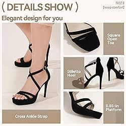 IDIFU Black Strappy High Heels - Platform, Stiletto
