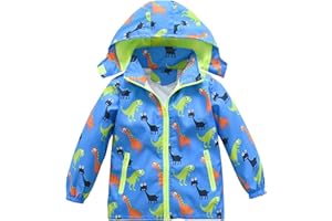 HZXVic Toddler Boys Raincoat Waterproof,Lightweight Kids Rain Poncho Jacket Windbreaker Outwear Coat