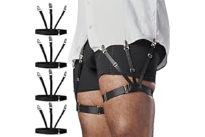 STAY GENT Shirt Stay for Men, Elastic Adjustable Men Shirt Garters with Anti-slip Locking Clamps Keep Shirt Tucked In