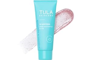 TULA Skin Care So Poreless Exfoliating Blackhead Scrub - Powerful and Gentle Exfoliation, Refreshing and Smoothing, Contains Probiotic Extracts, Volcanic Sand, Pink Salt, and Witch Hazel, 2.89 oz.