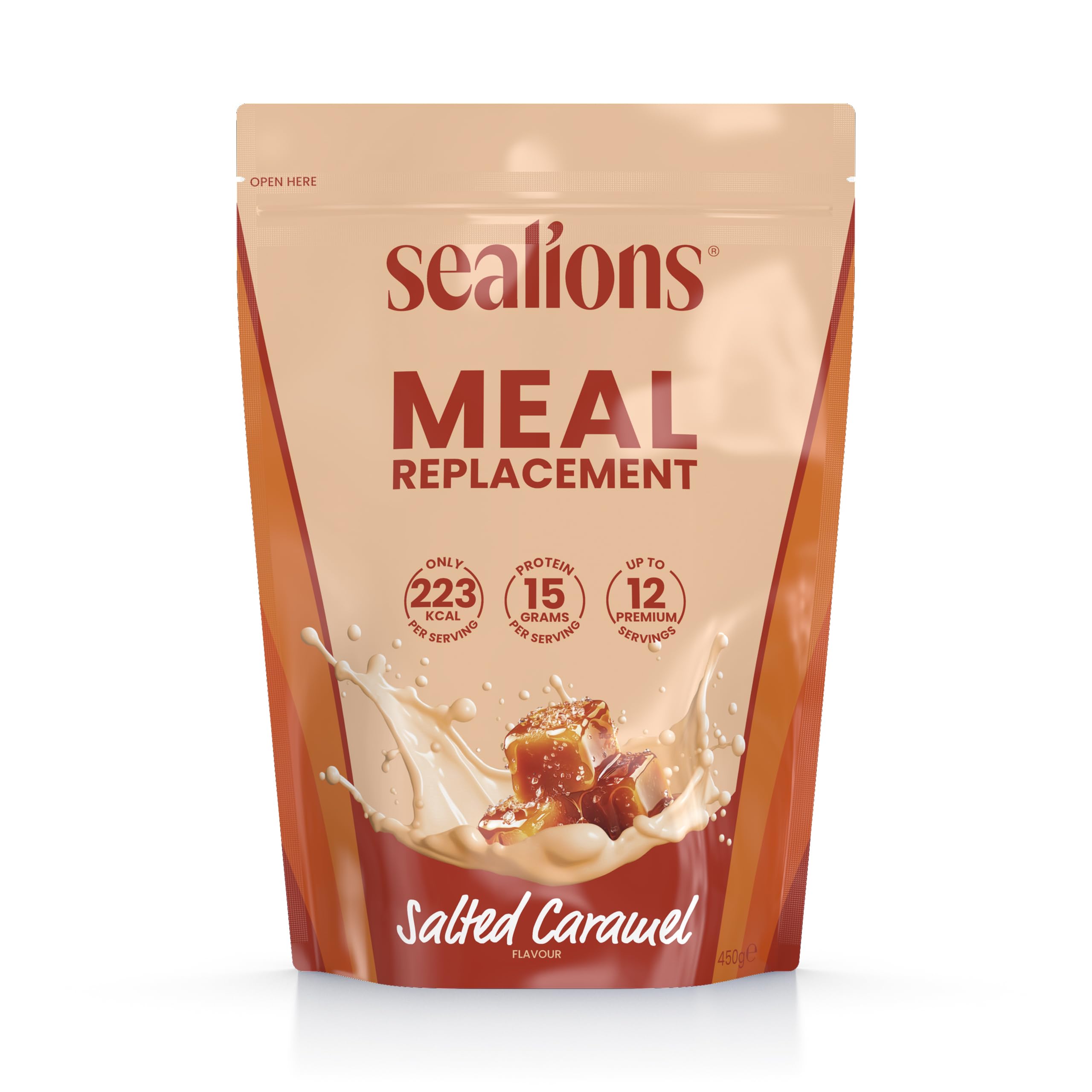 Sealions Meal Replacement Shake Diet Protein Powder 450g Slim Weight Loss Low Calorie (450g, Salted Caramel)