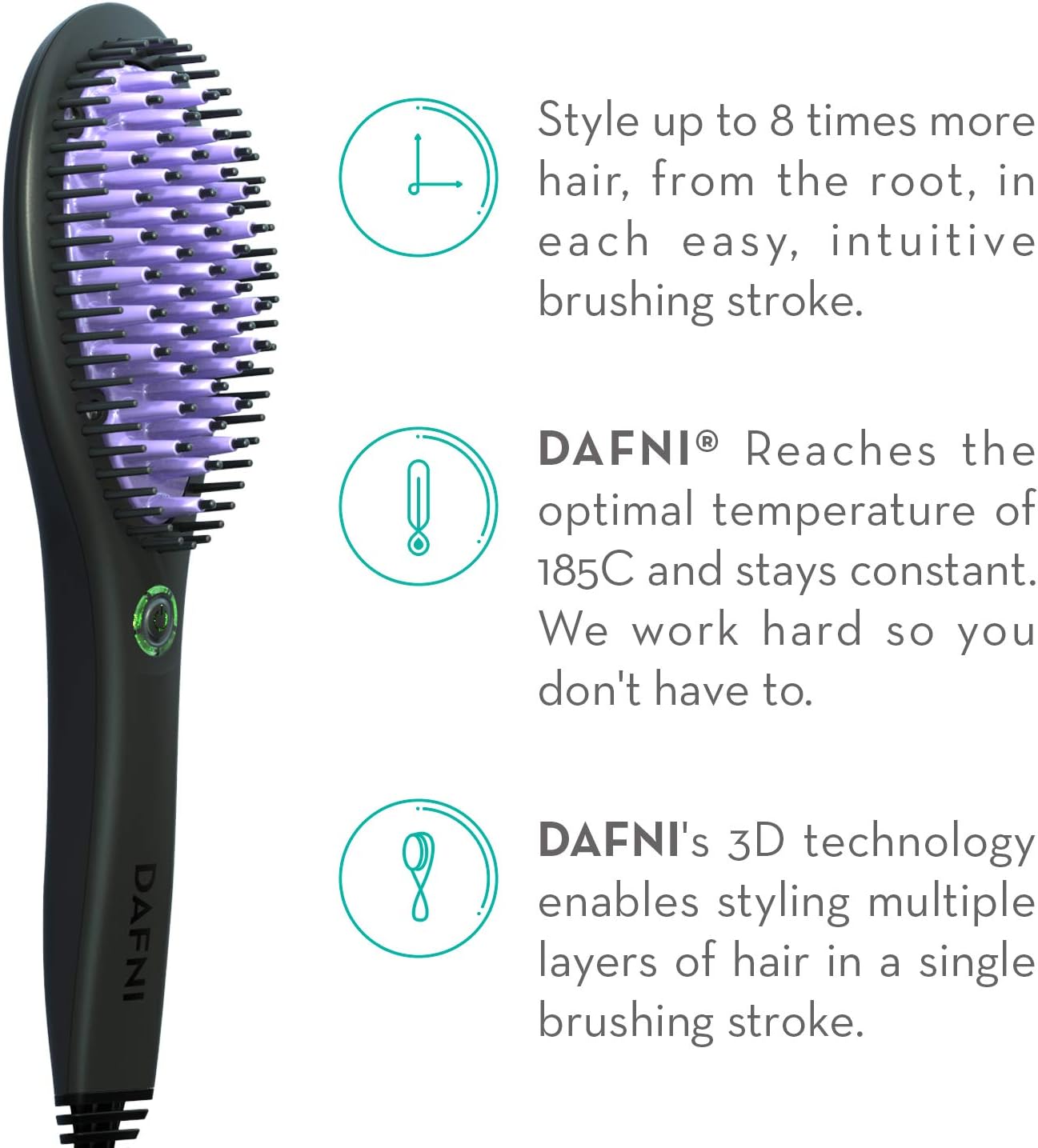 DAFNI The Original Hair Straightening Ceramic Brush Styles Hair Up to