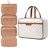 Travel Toiletry Bag for Women Hanging Travel Toiletry Organizer for Full-sized Toiletries Portable Water-resistant Travel Bag with Hanging Hook and 4 Compartments for Travel Essentials and Cosmetics