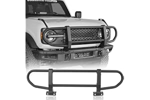 Hooke Road Bronco Front Brush Grille Guard Full-Width Push Bull Bar for 2021-2025 Ford Bronco 2 or 4 Doors (ONLY for Models with Factory Modular Steel Front Bumper)