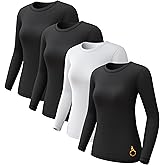 CL convallaria 1 2 4 Pack Women's Thermal Underwear Tops, Women Fleece Lined Long Sleeve Baselayer Shirt for Winter