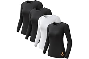 CL convallaria 1 2 4 Pack Women's Thermal Underwear Tops, Women Fleece Lined Long Sleeve Baselayer Shirt for Winter