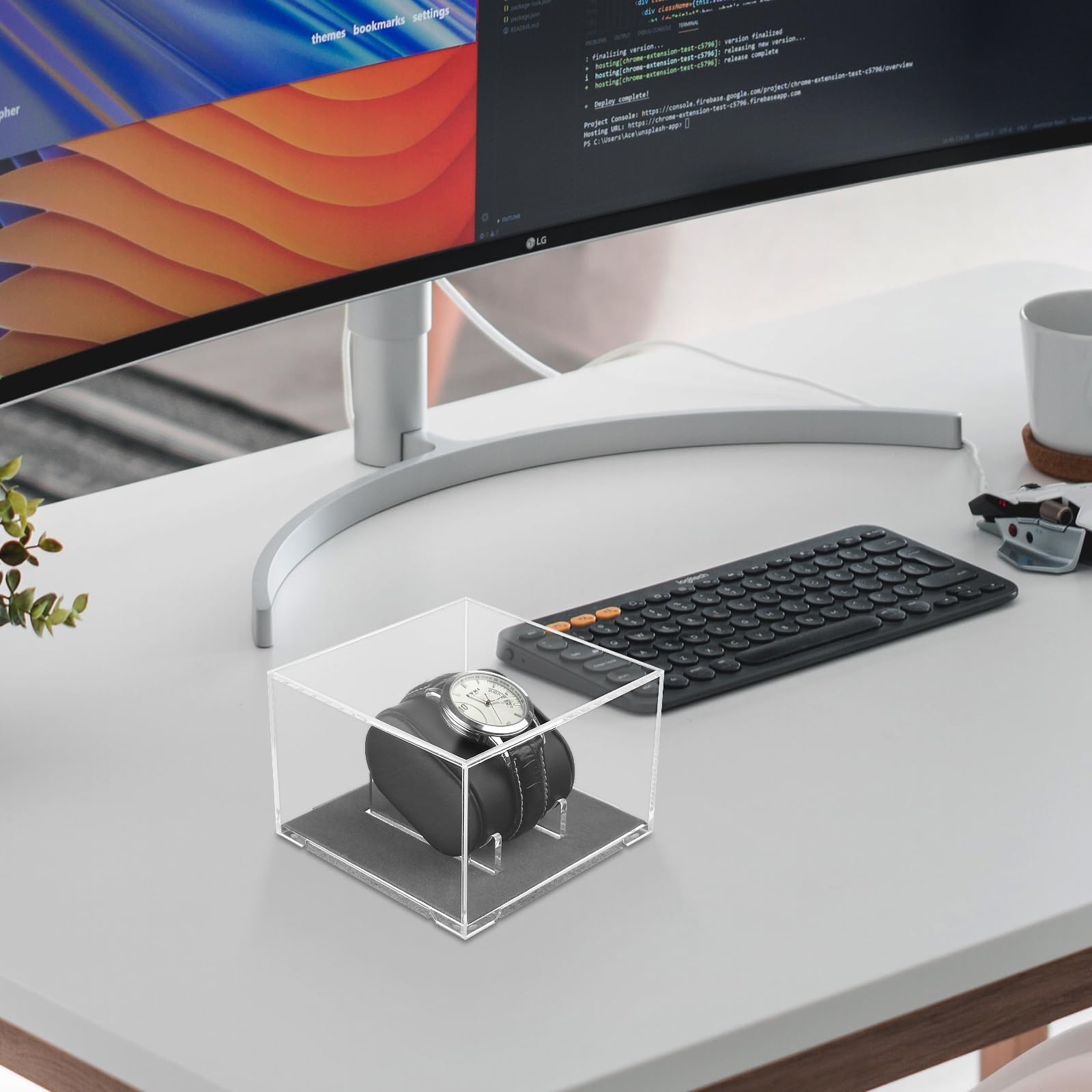 Homakover Acrylic Watch Display Case with Leather Watch Pillow, Watch Box Watch Organizer Holder, Watch Box Stand for Men Watch Collection, Gift for Boyfriend Father’s Day Birthday