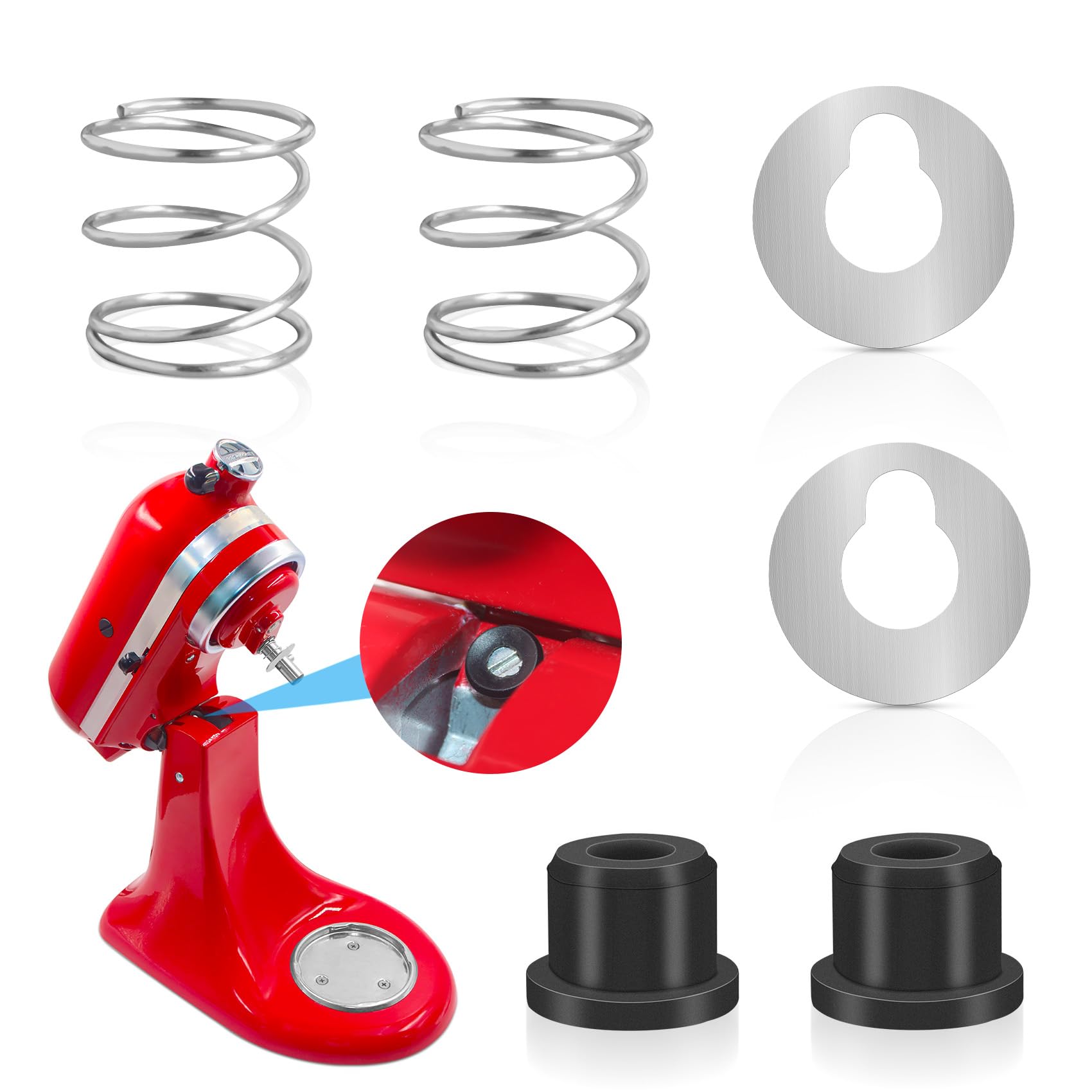 for Kitchen Aid Stand Tilt-head Mixer Spring Washer and Silicone Washers Set, Quick Install Accessories for Kitchen Aid Mixer Stainless Steel Mixer Parts