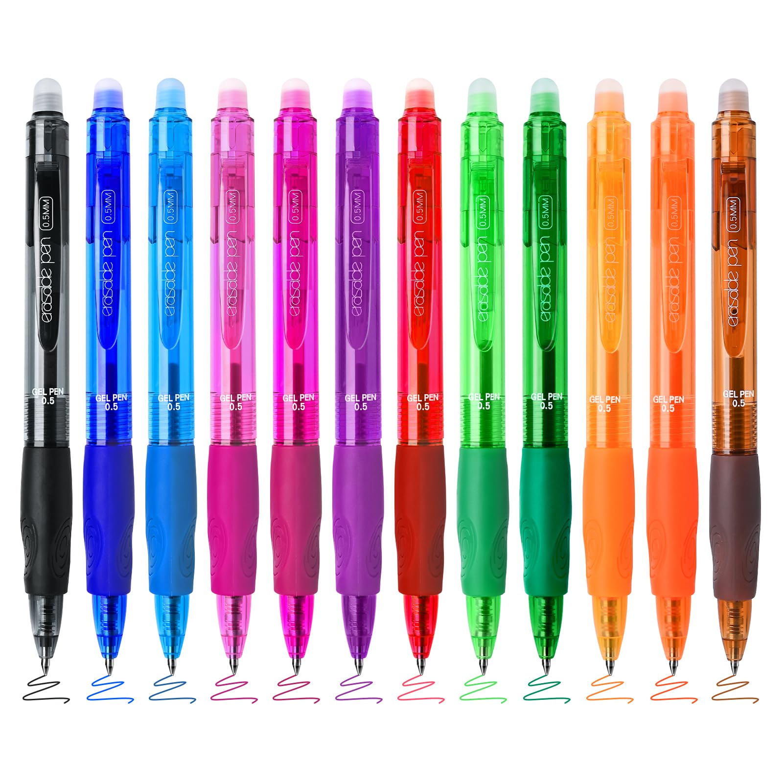 Photo 1 of BAYTORY 12Pcs Colored Erasable Gel Pens, Fine Point 0.5 mm, Assorted Colors Ink Rub Out Pen, Writhing Comfortable to Use for Taking Marking Planner Crossword Puzzles (Multicolor)