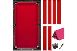iEsstros Pool Table Felt and Bumper Kit Felt for Billiard Cloth with Pool Table Bumpers and Cushions Facing, 6 Pcs Cloth Strips and Staple Remover